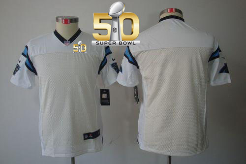 Panthers Blank White Super Bowl 50 Youth Stitched NFL Limited Jersey