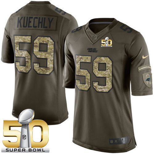 Panthers #59 Luke Kuechly Green Super Bowl 50 Youth Stitched NFL Limited Salute to Service Jersey