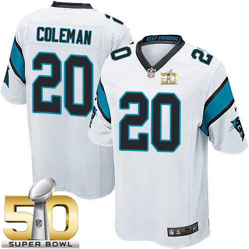 Panthers #20 Kurt Coleman White Super Bowl 50 Youth Stitched NFL Elite Jersey