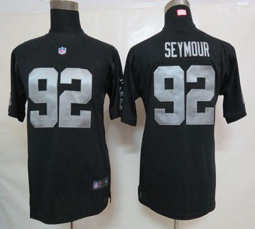 Raiders #92 Richard Seymour Black Team Color Youth Stitched NFL Elite Jersey