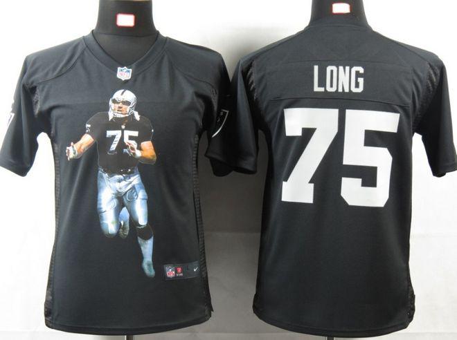 Raiders #75 Howie Long Black Team Color Youth Portrait Fashion NFL Game Jersey