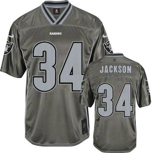 Raiders #34 Bo Jackson Grey Youth Stitched NFL Elite Vapor Jersey