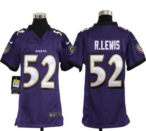 Ravens #52 Ray Lewis Purple Team Color Youth Stitched NFL Elite Jersey
