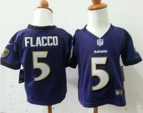 Toddler Ravens #5 Joe Flacco Purple Team Color Stitched NFL Elite Jersey