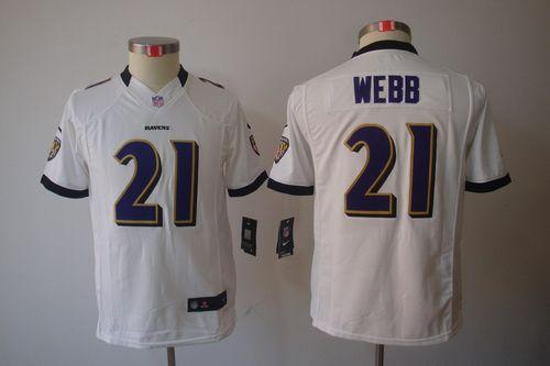 Ravens #21 Lardarius Webb White Youth Stitched NFL Limited Jersey