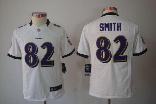 Ravens #82 Torrey Smith White Youth Stitched NFL Limited Jersey