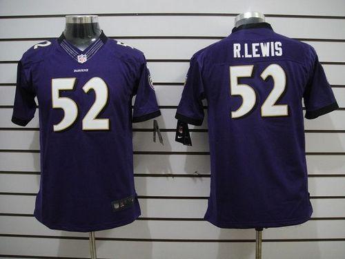 Ravens #52 Ray Lewis Purple Team Color Youth Stitched NFL Limited Jersey