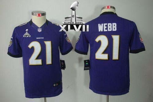 Ravens #21 Lardarius Webb Purple Team Color Super Bowl XLVII Youth Stitched NFL Limited Jersey
