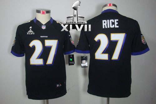 Ravens #27 Ray Rice Black Alternate Super Bowl XLVII Youth Stitched NFL Limited Jersey