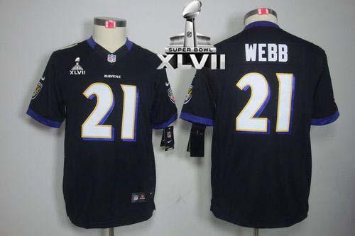 Ravens #21 Lardarius Webb Black Alternate Super Bowl XLVII Youth Stitched NFL Limited Jersey