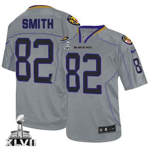 Ravens #82 Torrey Smith Lights Out Grey Super Bowl XLVII Youth Stitched NFL Elite Jersey