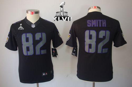 Ravens #82 Torrey Smith Black Impact Super Bowl XLVII Youth Stitched NFL Limited Jersey