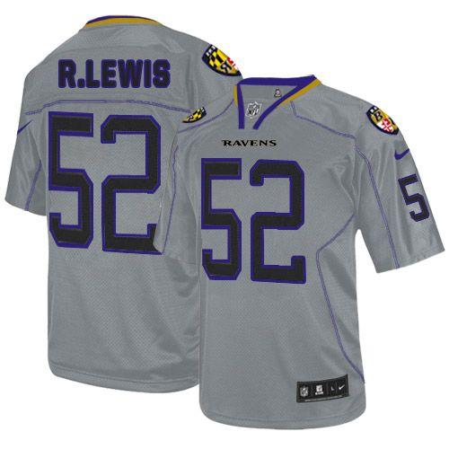 Ravens #52 Ray Lewis Lights Out Grey Youth Stitched NFL Elite Jersey