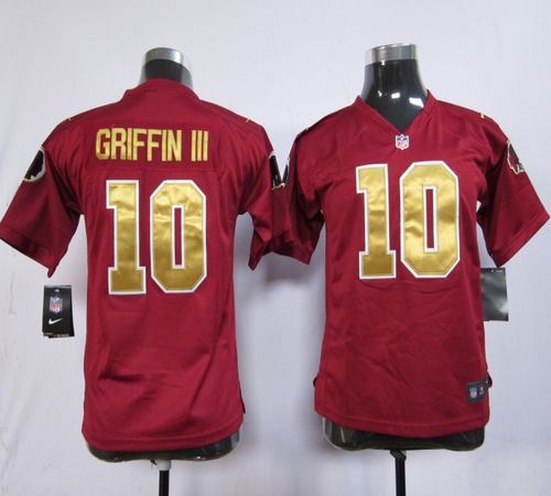 Redskins #10 Robert Griffin III Burgundy Red Alternate Youth 80TH Throwback Stitched NFL Elite Jersey