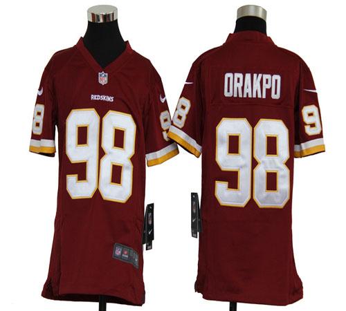 Redskins #98 Brian Orakpo Burgundy Red Team Color Youth Stitched NFL Elite Jersey