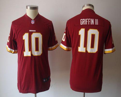 Redskins #10 Robert Griffin III Burgundy Red Team Color Youth NFL Game Jersey