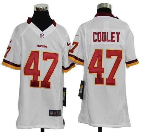 Redskins #47 Chris Cooley White Youth Stitched NFL Elite Jersey
