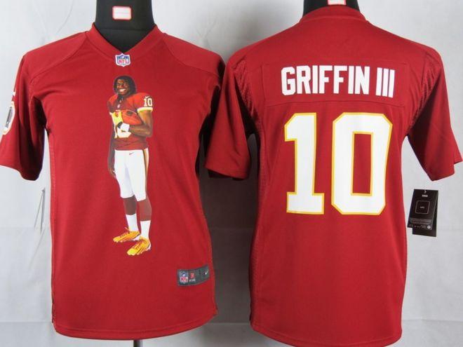 Redskins #10 Robert Griffin III Burgundy Red Team Color Youth Portrait Fashion NFL Game Jersey