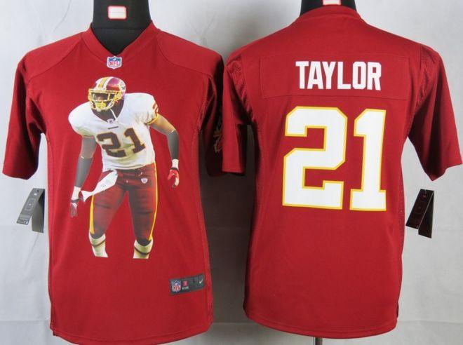Redskins #21 Sean Taylor Burgundy Red Team Color Youth Portrait Fashion NFL Game Jersey