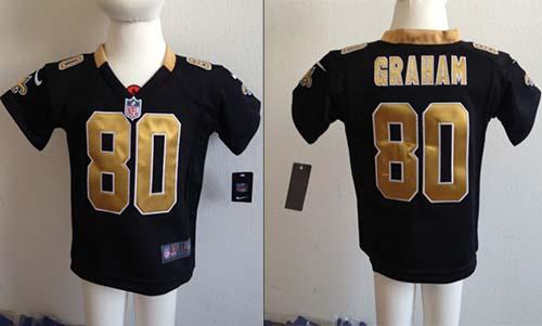 Toddler Saints #80 Jimmy Graham Black Team Color Stitched NFL Elite Jersey