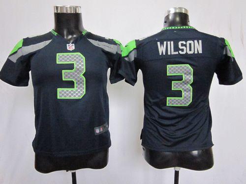 Seahawks #3 Russell Wilson Steel Blue Team Color Youth Stitched NFL Elite Jersey