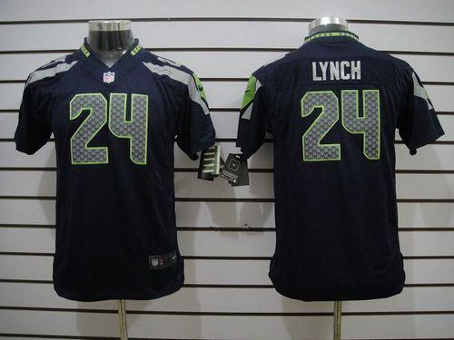 Seahawks #24 Marshawn Lynch Steel Blue Team Color Youth Stitched NFL Limited Jersey