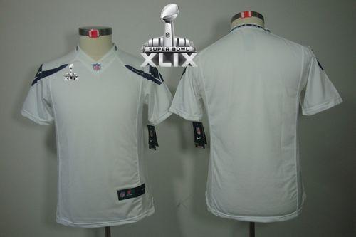Seahawks Blank White Super Bowl XLIX Youth Stitched NFL Limited Jersey
