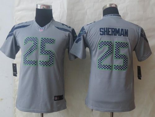 Seahawks #25 Richard Sherman Grey Alternate Youth Stitched NFL Limited Jersey