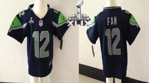 Toddler Seahawks #12 Fan Steel Blue Team Color Super Bowl XLIX Stitched NFL Elite Jersey