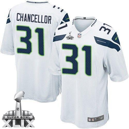 Seahawks #31 Kam Chancellor White Super Bowl XLIX Youth Stitched NFL Elite Jersey