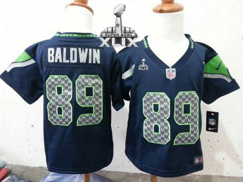 Toddler Seahawks #89 Doug Baldwin Steel Blue Team Color Super Bowl XLIX Stitched NFL Elite Jersey