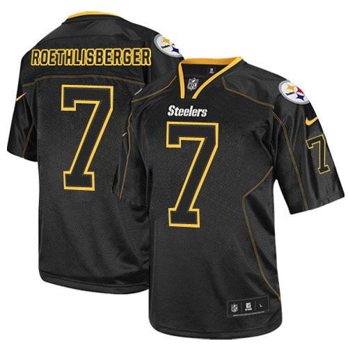 Steelers #7 Ben Roethlisberger Lights Out Black Youth Stitched NFL Elite Jersey