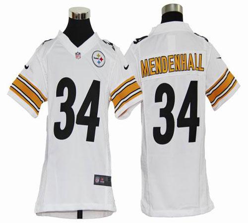 Steelers #34 Rashard Mendenhall White Youth Stitched NFL Elite Jersey