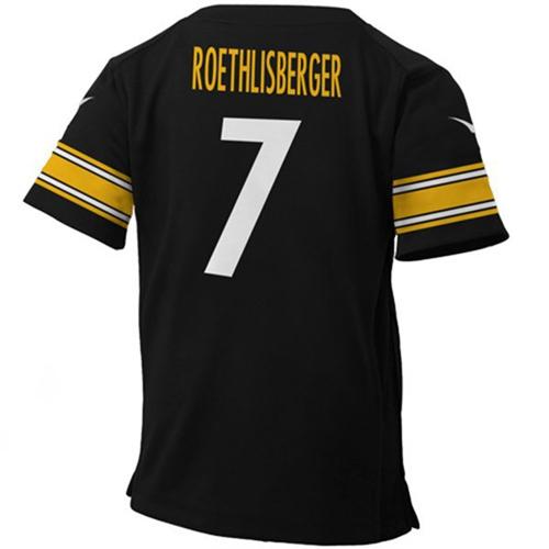 Toddler Steelers #7 Ben Roethlisberger Black Team Color Stitched NFL Elite Jersey