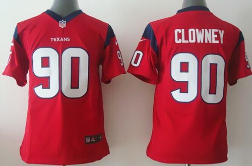 Texans #90 Jadeveon Clowney Red Alternate Youth Stitched NFL Elite Jersey