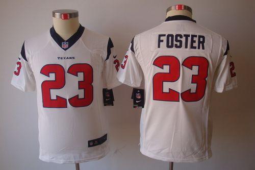Texans #23 Arian Foster White Youth Stitched NFL Limited Jersey