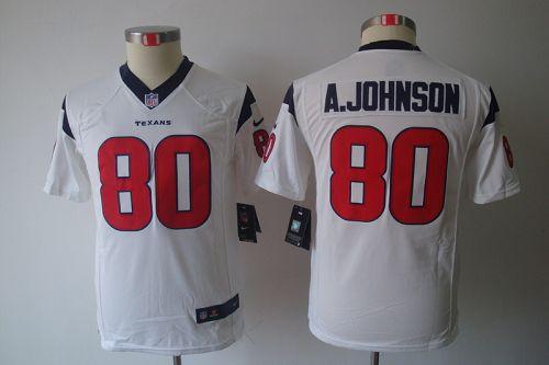 Texans #80 Andre Johnson White Youth Stitched NFL Limited Jersey
