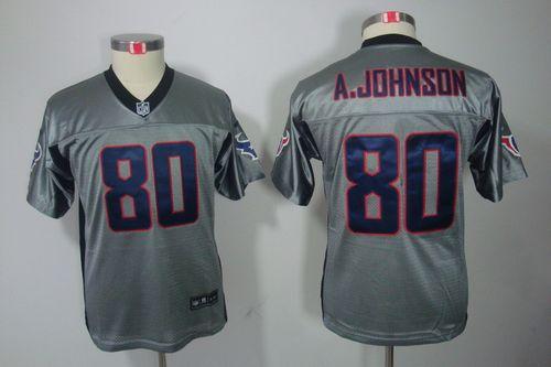 Texans #80 Andre Johnson Grey Shadow Youth Stitched NFL Elite Jersey
