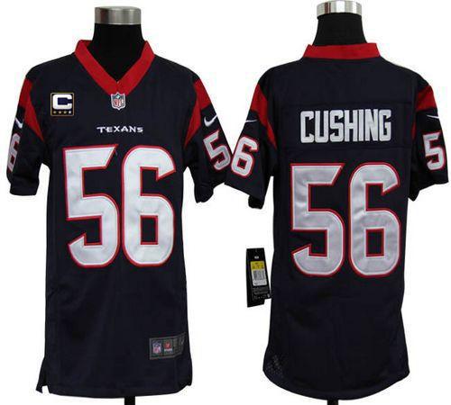 Texans #56 Brian Cushing Navy Blue Team Color With C Patch Youth Stitched NFL Elite Jersey