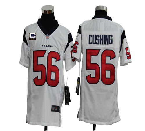 Texans #56 Brian Cushing White With C Patch Youth Stitched NFL Elite Jersey