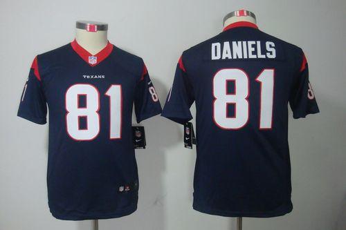 Texans #81 Owen Daniels Navy Blue Team Color Youth Stitched NFL Limited Jersey
