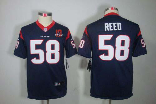 Texans #58 Brooks Reed Navy Blue Team Color With 10TH Patch Youth Stitched NFL Limited Jersey