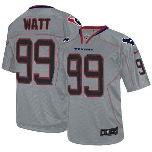 Texans #99 J.J. Watt Lights Out Grey Youth Stitched NFL Elite Jersey