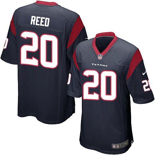 Texans #20 Ed Reed Navy Blue Team Color Youth Stitched NFL Elite Jersey