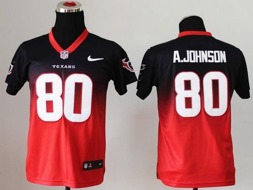 Texans #80 Andre Johnson Navy Blue/Red Youth Stitched NFL Elite Fadeaway Fashion Jersey