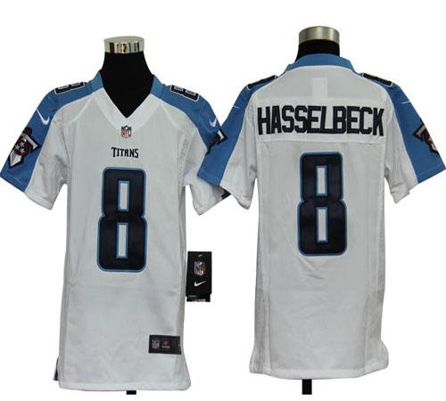 Titans #8 Matt Hasselbeck White Youth Stitched NFL Elite Jersey