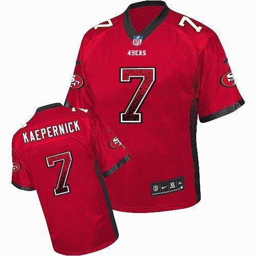 49ers #7 Colin Kaepernick Red Team Color Men's Stitched NFL Elite Drift Fashion Jersey