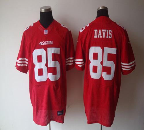 49ers #85 Vernon Davis Red Team Color Men's Stitched NFL Elite Jersey