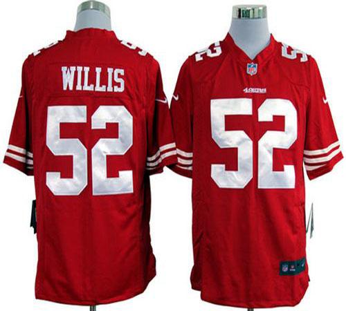 49ers #52 Patrick Willis Red Team Color Men's Stitched NFL Game Jersey