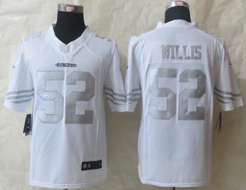 49ers #52 Patrick Willis White Men's Stitched NFL Limited Platinum Jersey